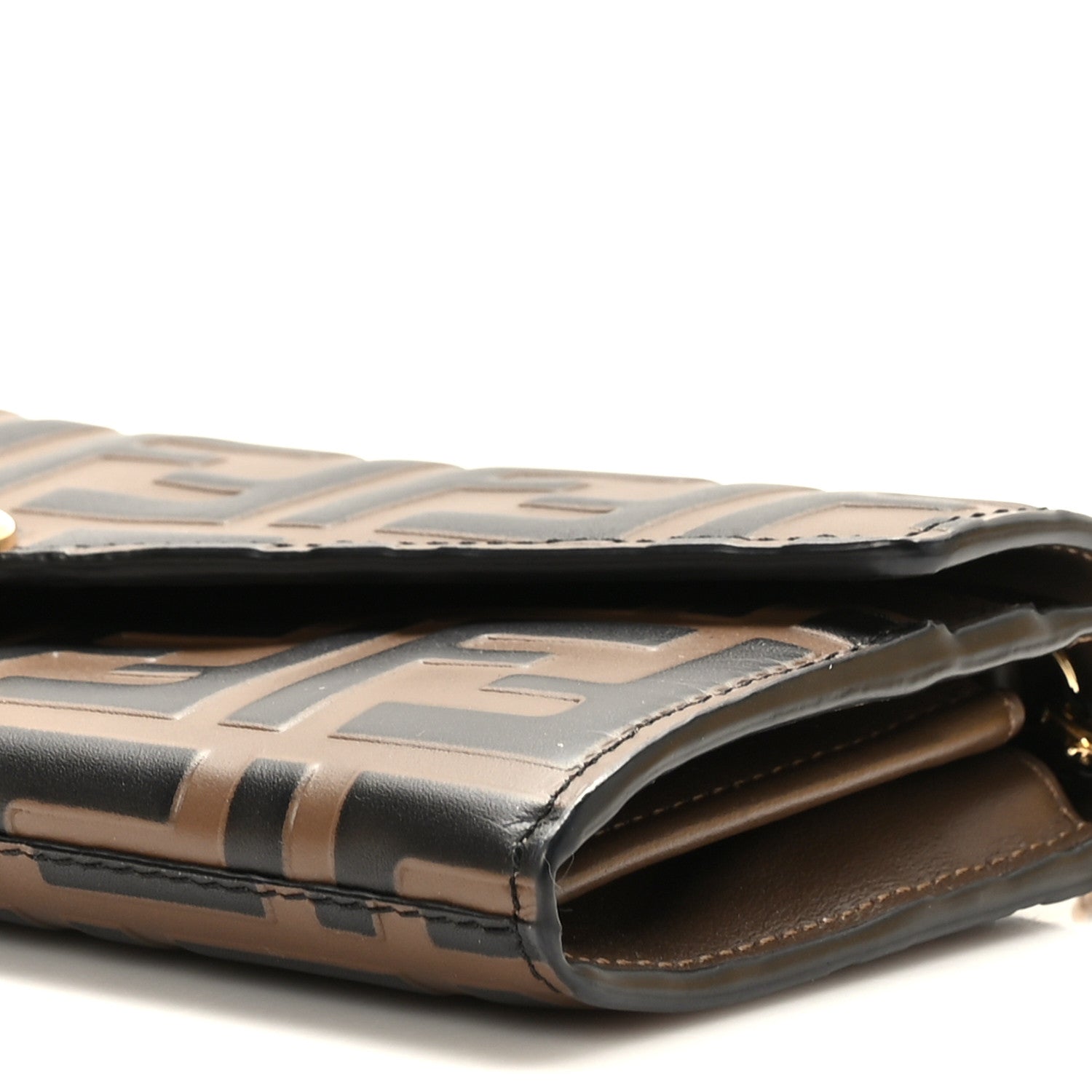 Fendi Vitello Soft F is Fendi Bi-Color FF 1974 Embossed Continental Envelope Wallet On Chain Maya Black 11 of 11