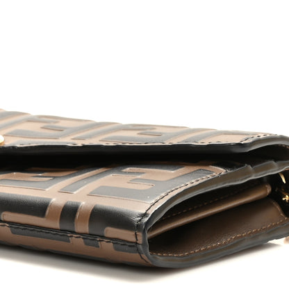 Fendi Vitello Soft F is Fendi Bi-Color FF 1974 Embossed Continental Envelope Wallet On Chain Maya Black 11 of 11