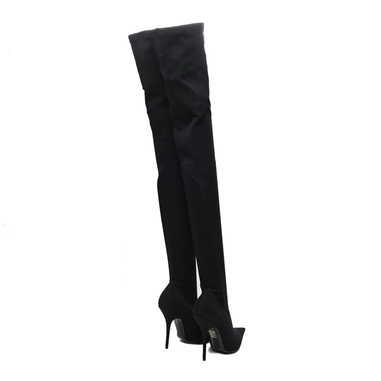 Spandex Pointed Toe Knife Thigh High Boots 38 Black