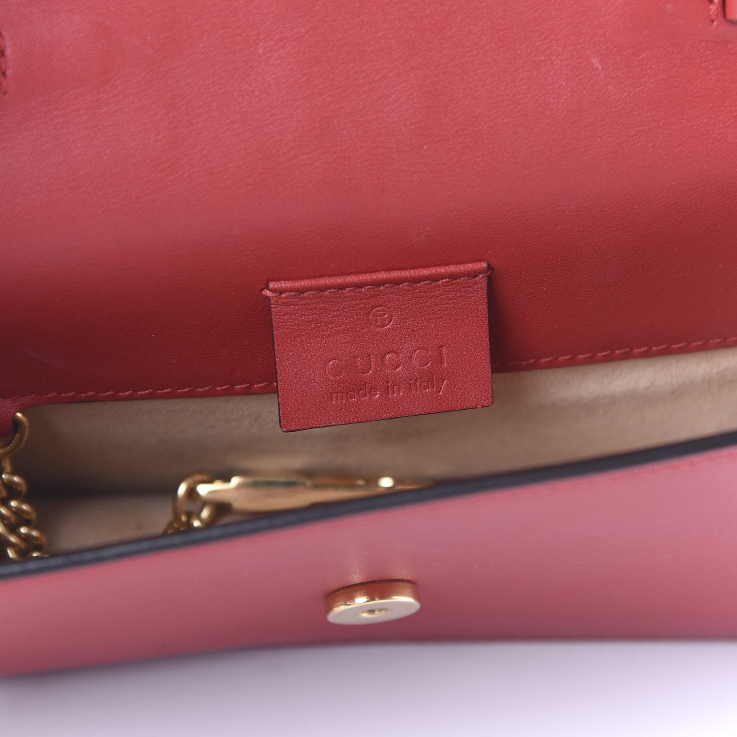 Gucci Calfskin Super Mini Sylvie Chain Shoulder Bag Hibiscus Red 8 of 11
