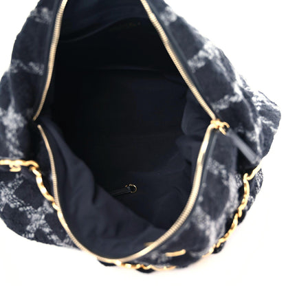 Chanel Tweed Maxi Chain Hobo Black Gray 7 of 11
