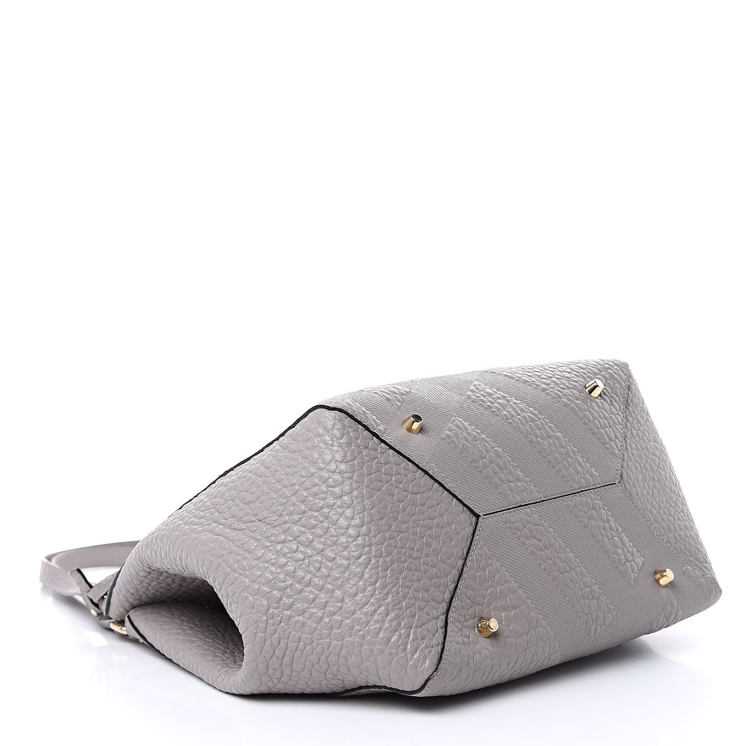 Burberry Signature Grain Calfskin Check Embossed Small Canterbury Tote Pale Grey 4 of 10