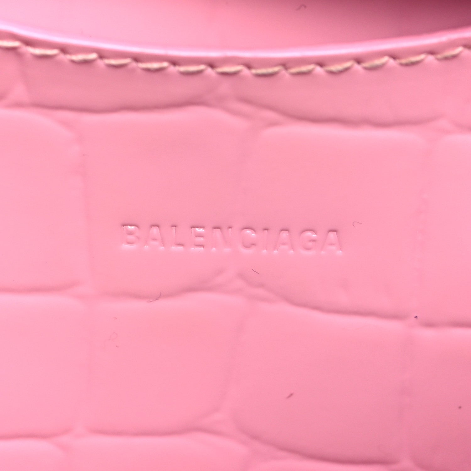 Balenciaga Semi Shiny Calfskin Crocodile Embossed Neo Classic Silver Hardware Mini City Pink 6 of 9