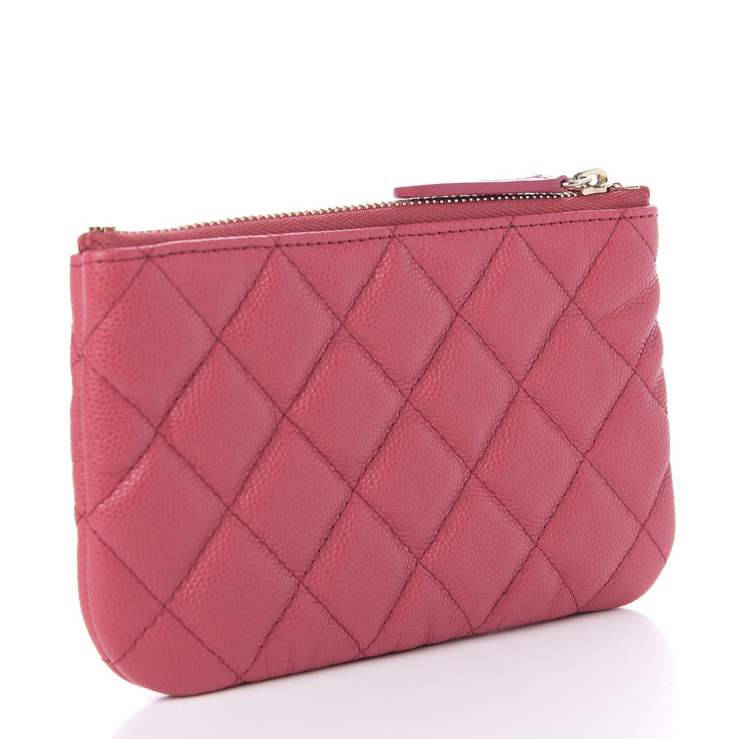 Caviar Quilted Small Cosmetic Case Dark Pink