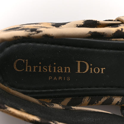 Christian Dior Shiny Nylon Leopard Print Mizza Slingback Flat 38.5 Natural 7 of 9