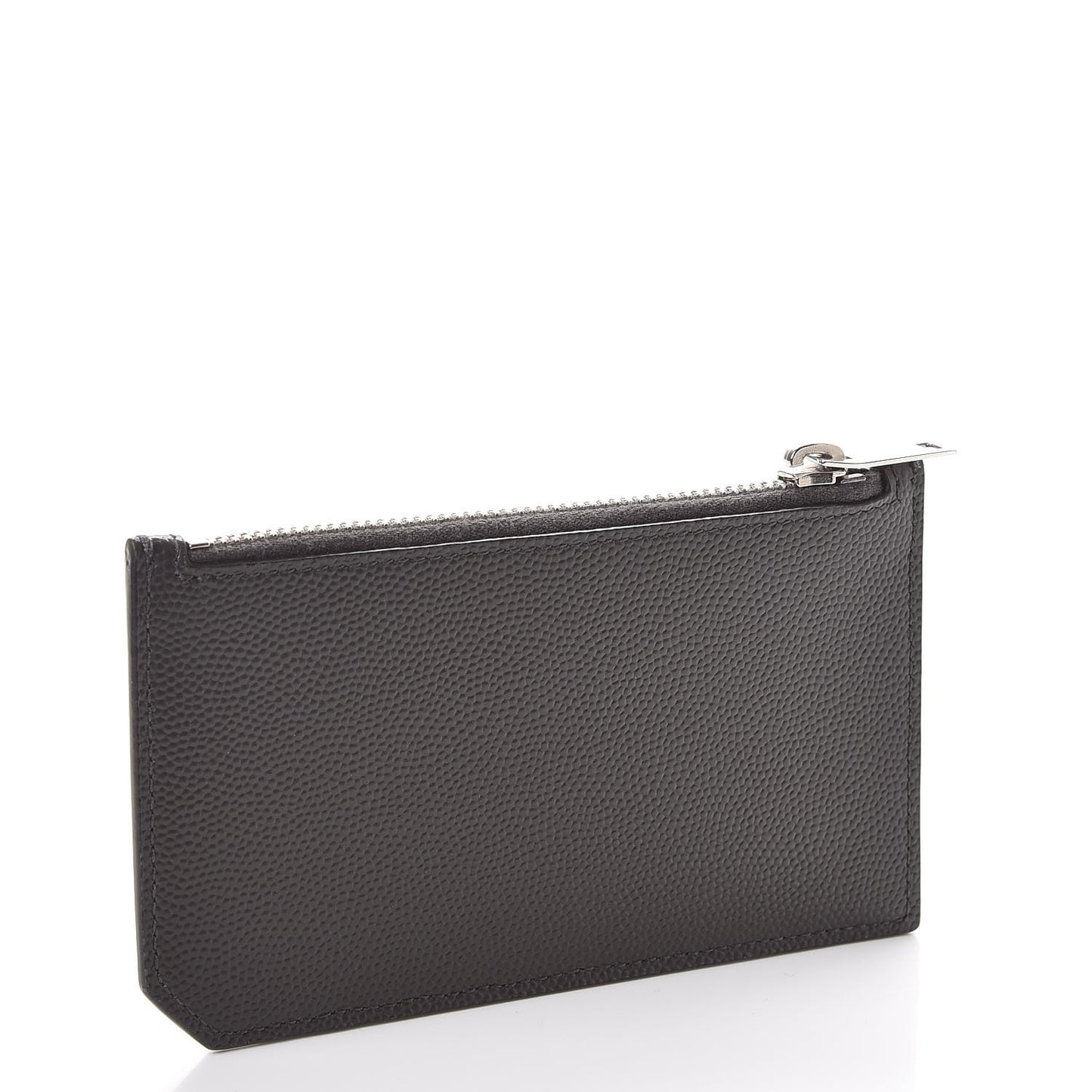 Grained Calfskin 5 Fragments Zip Pouch Card Holder Dark Anthracite