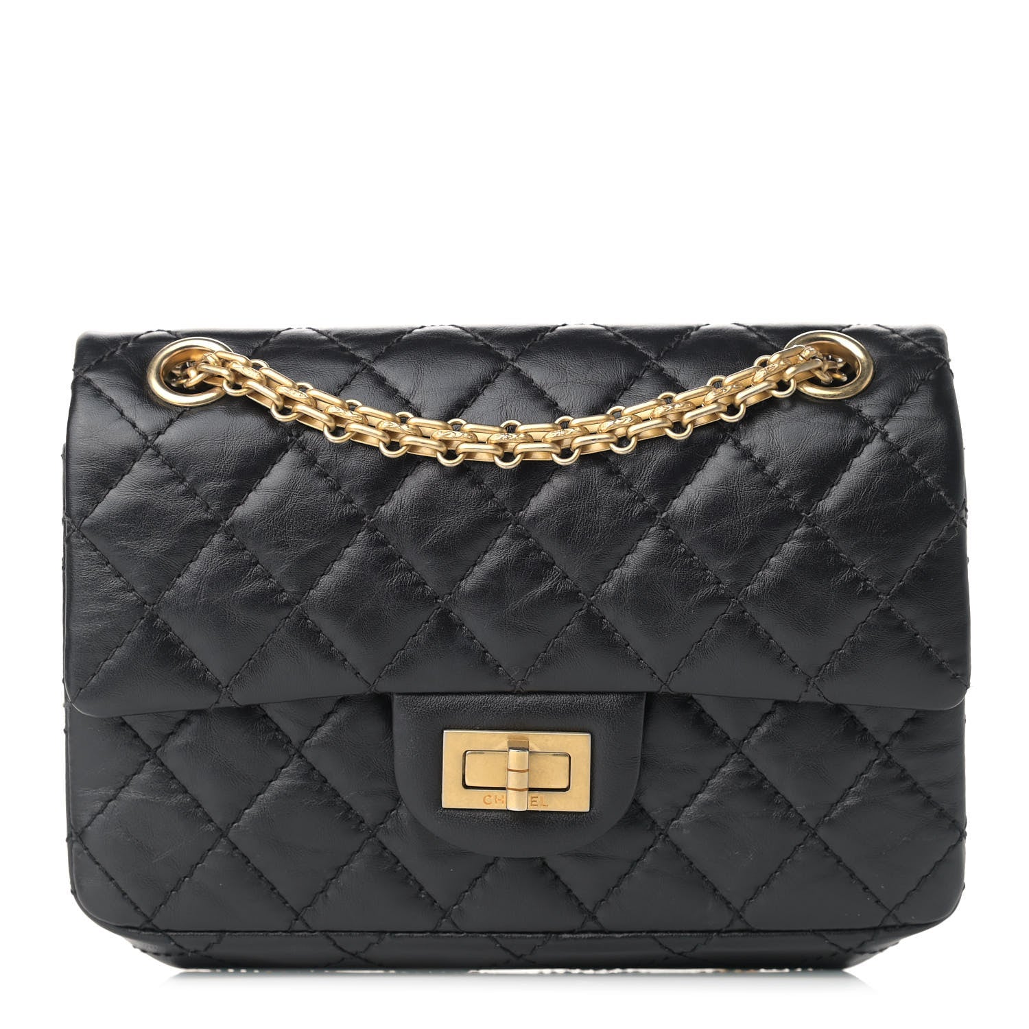 Chanel Aged Calfskin Quilted 2.55 Reissue Mini Flap Black 1 of 12