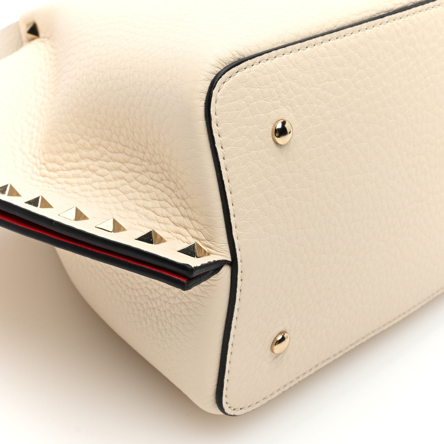 Valentino Garavani Grained Calfskin Small Rockstud Tote Light Ivory Rubino 8 of 9