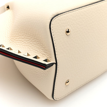Valentino Garavani Grained Calfskin Small Rockstud Tote Light Ivory Rubino 8 of 9