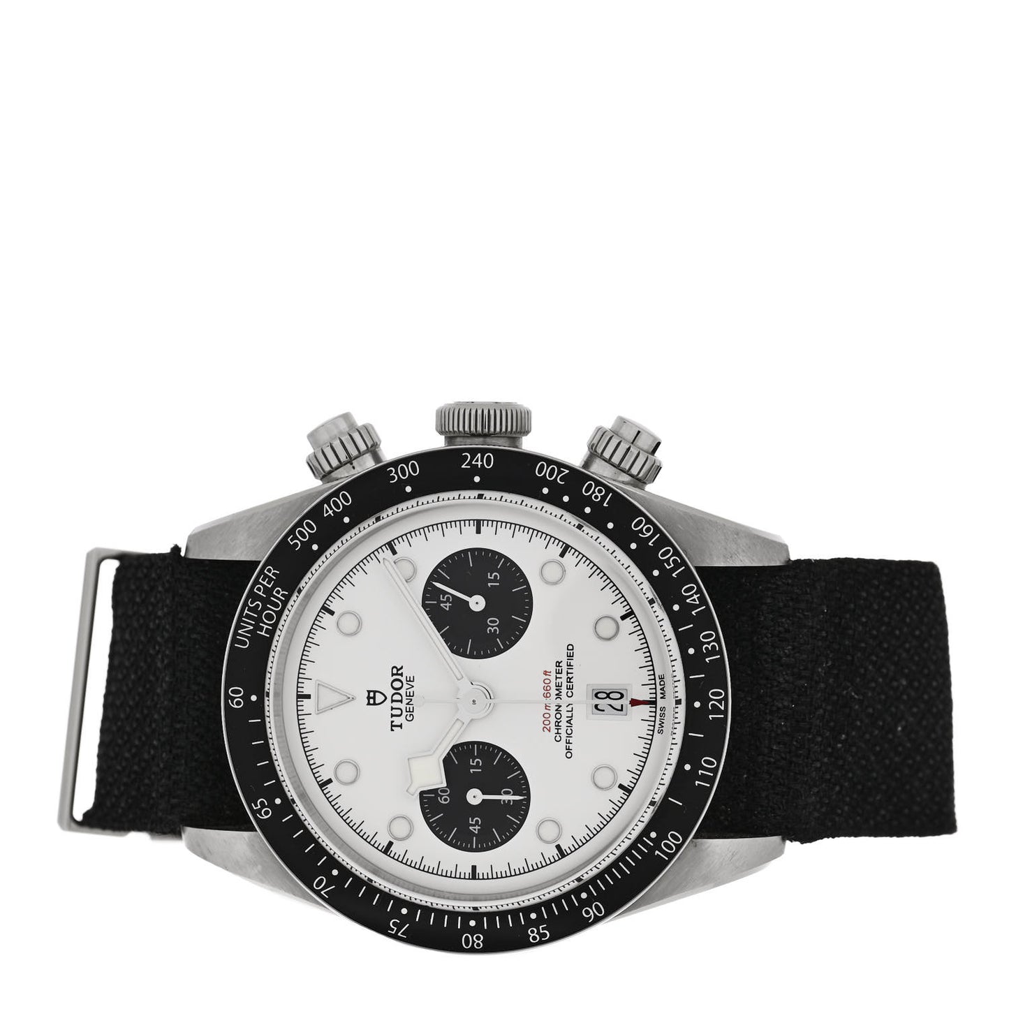 Stainless Steel Fabric 41mm Black Bay Chronograph Panda Automatic Watch White 79360N