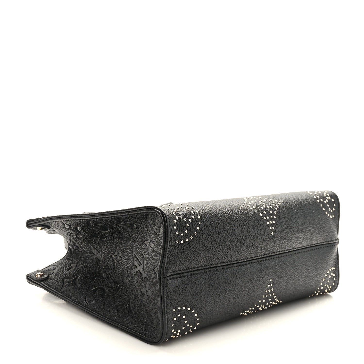 Louis Vuitton Grained Calfskin Studded Monogram Giant Onthego PM Black 4 of 9