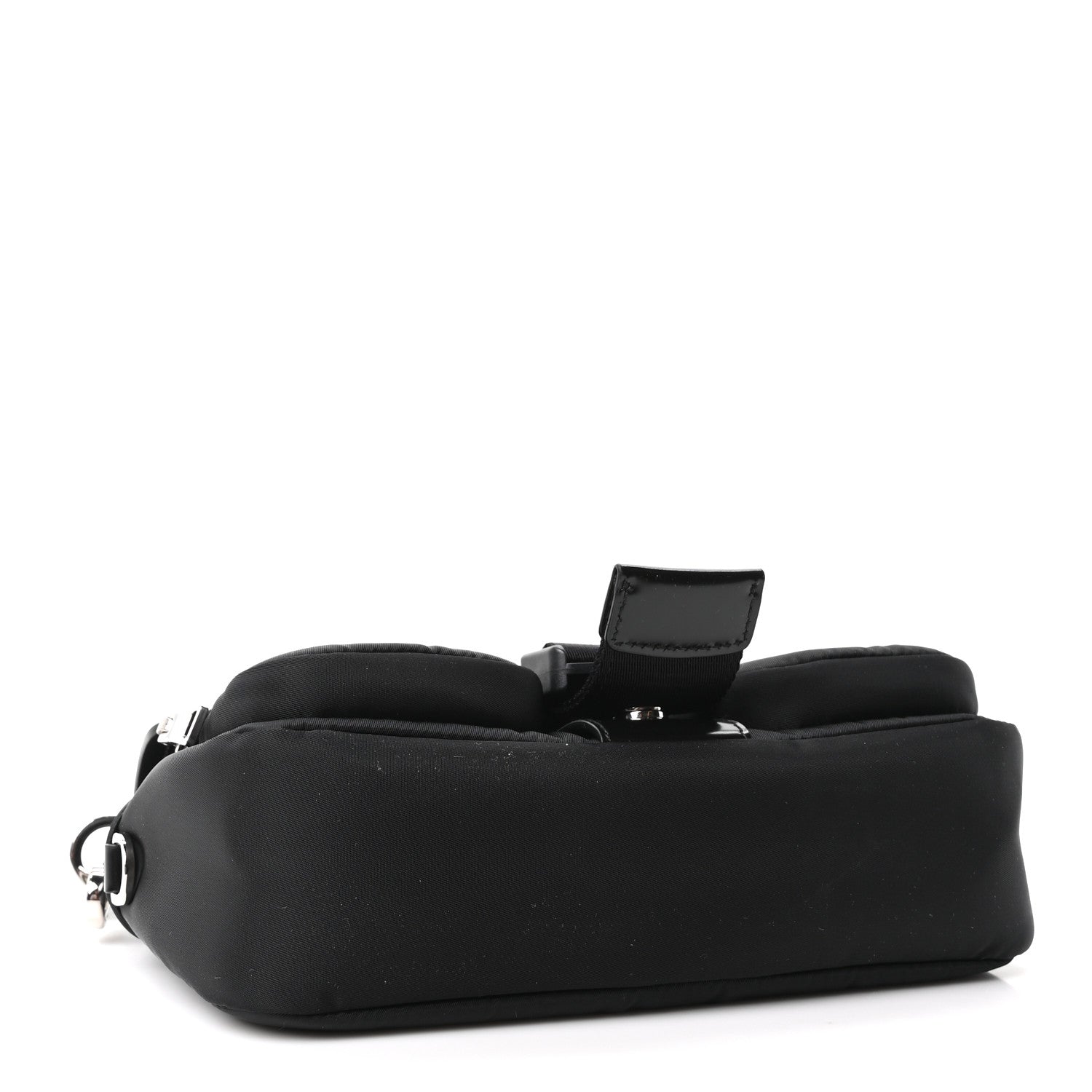 Prada Re-Nylon Spazzolato Double Pocket Buckle Shoulder Bag Black 4 of 10