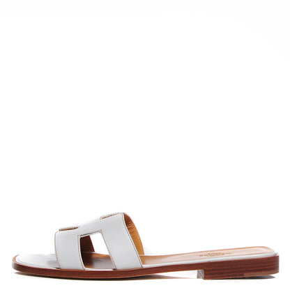 Hermes Box Calfskin Oran Sandals 38 White 1 of 7