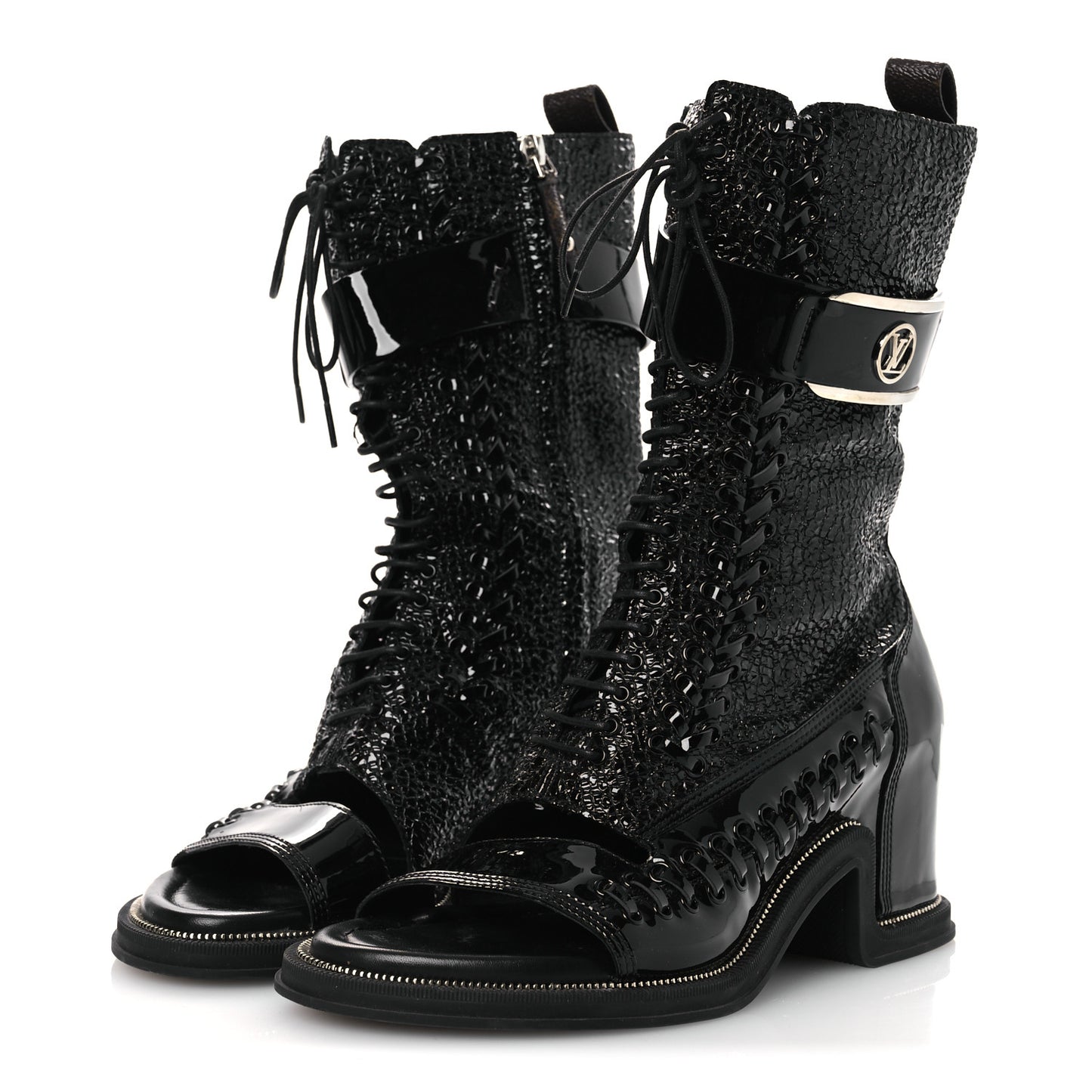 Patent Goatskin Monogram Moonlight Half Boots 37 Black
