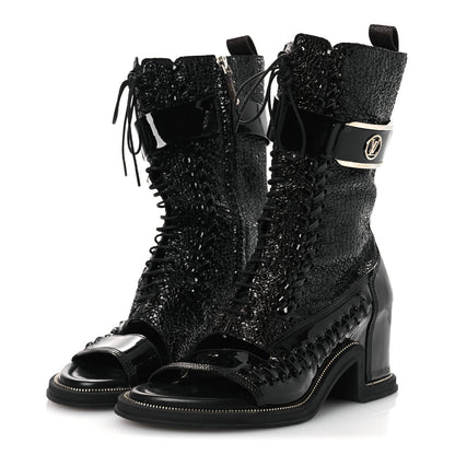 Louis Vuitton Patent Goatskin Monogram Moonlight Half Boots 37 Black 4 of 12
