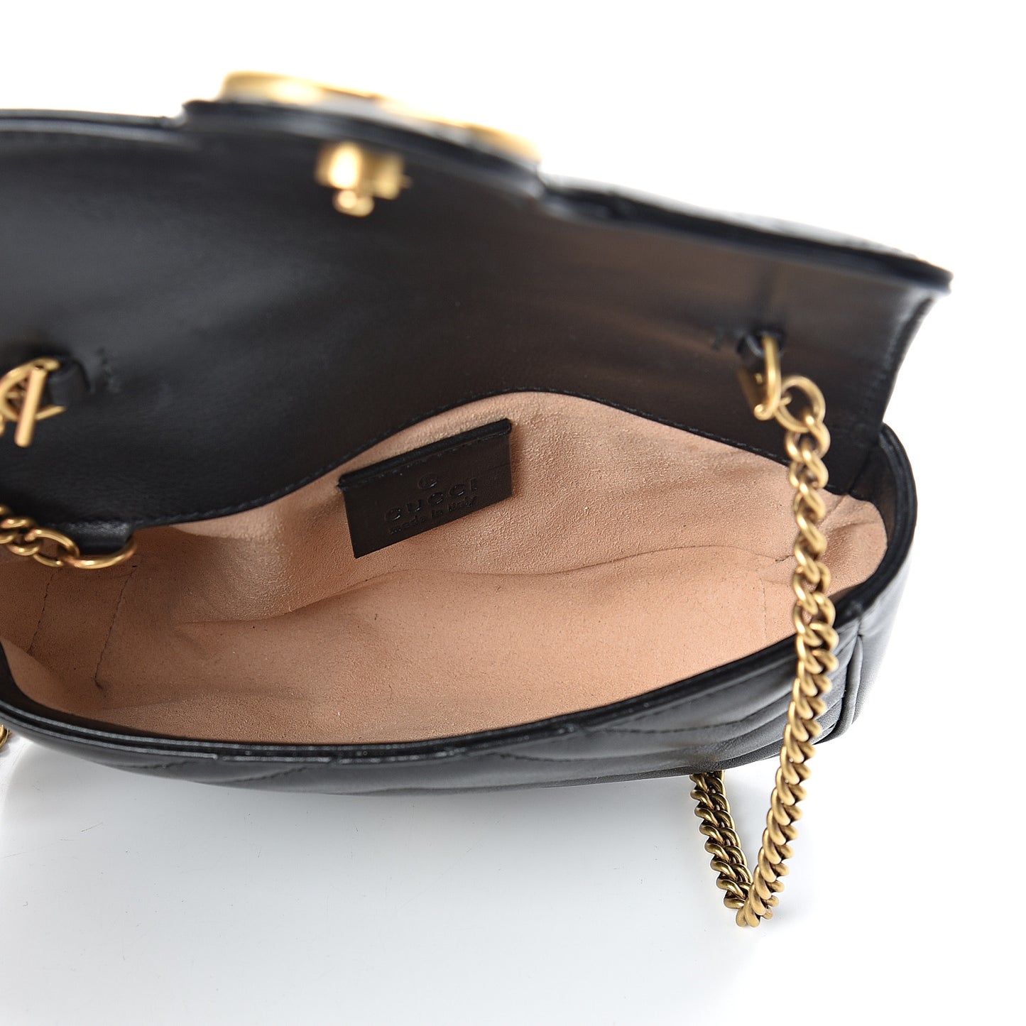 Calfskin Matelasse Super Mini GG Marmont Shoulder Bag Black