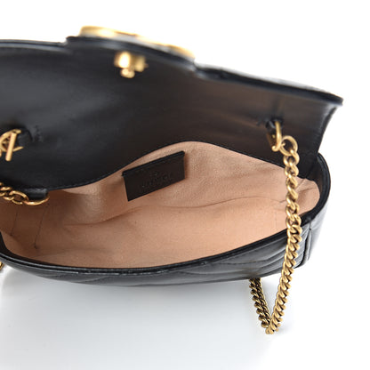 Gucci Calfskin Matelasse Super Mini GG Marmont Shoulder Bag Black 4 of 11