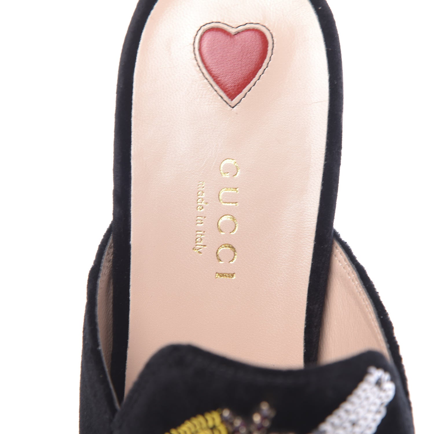 Gucci Velvet Crystal Embroidered Womens Princetown Slippers 37.5 Black 6 of 9