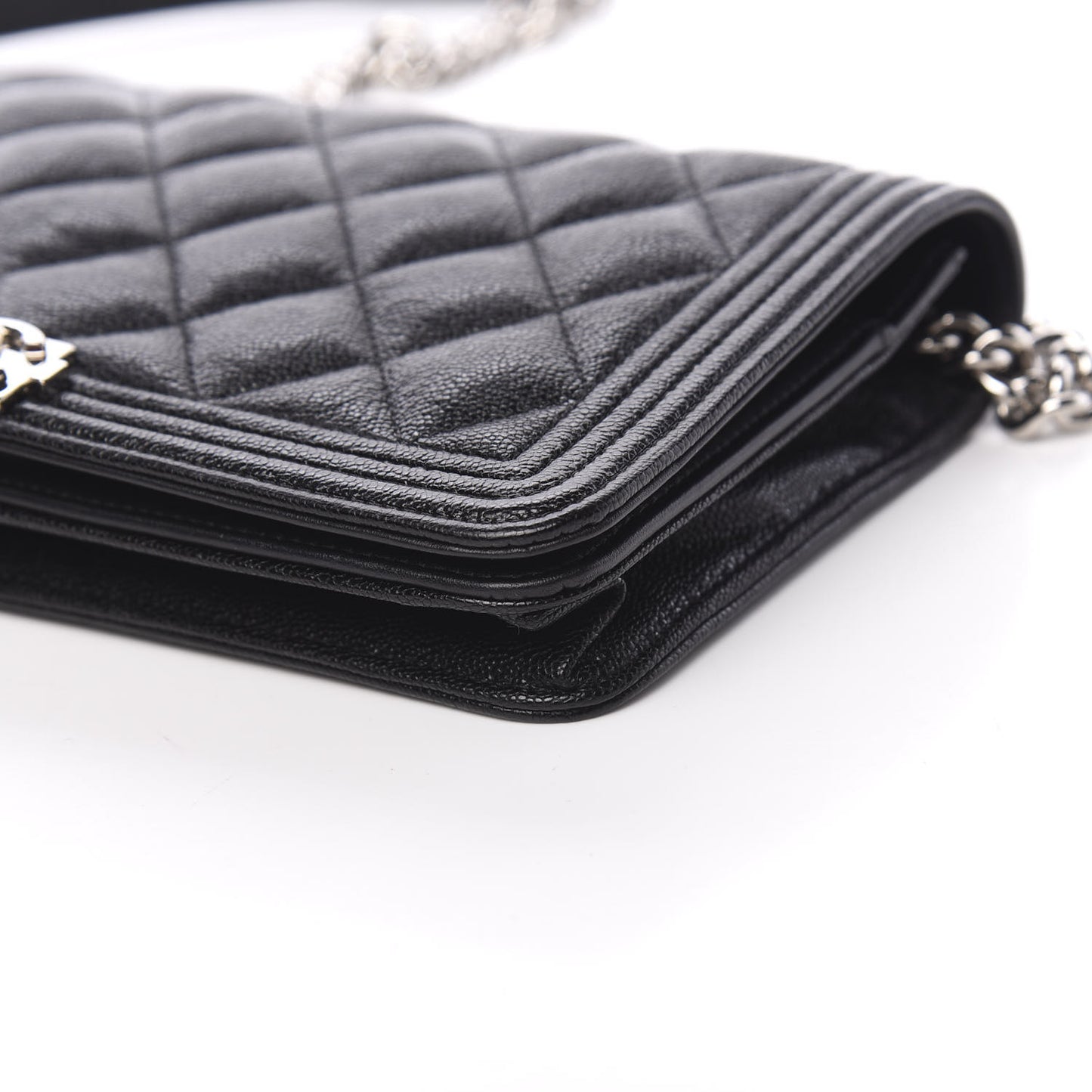 Caviar Quilted Boy Wallet On Chain WOC Black
