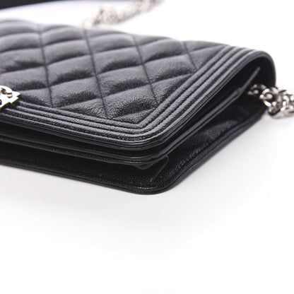 Chanel Caviar Quilted Boy Wallet On Chain WOC Black 9 of 13