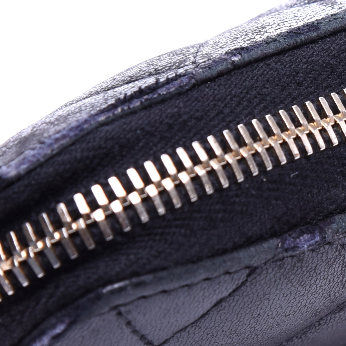 Lambskin Quilted Large Gusset Zip Around Wallet Black