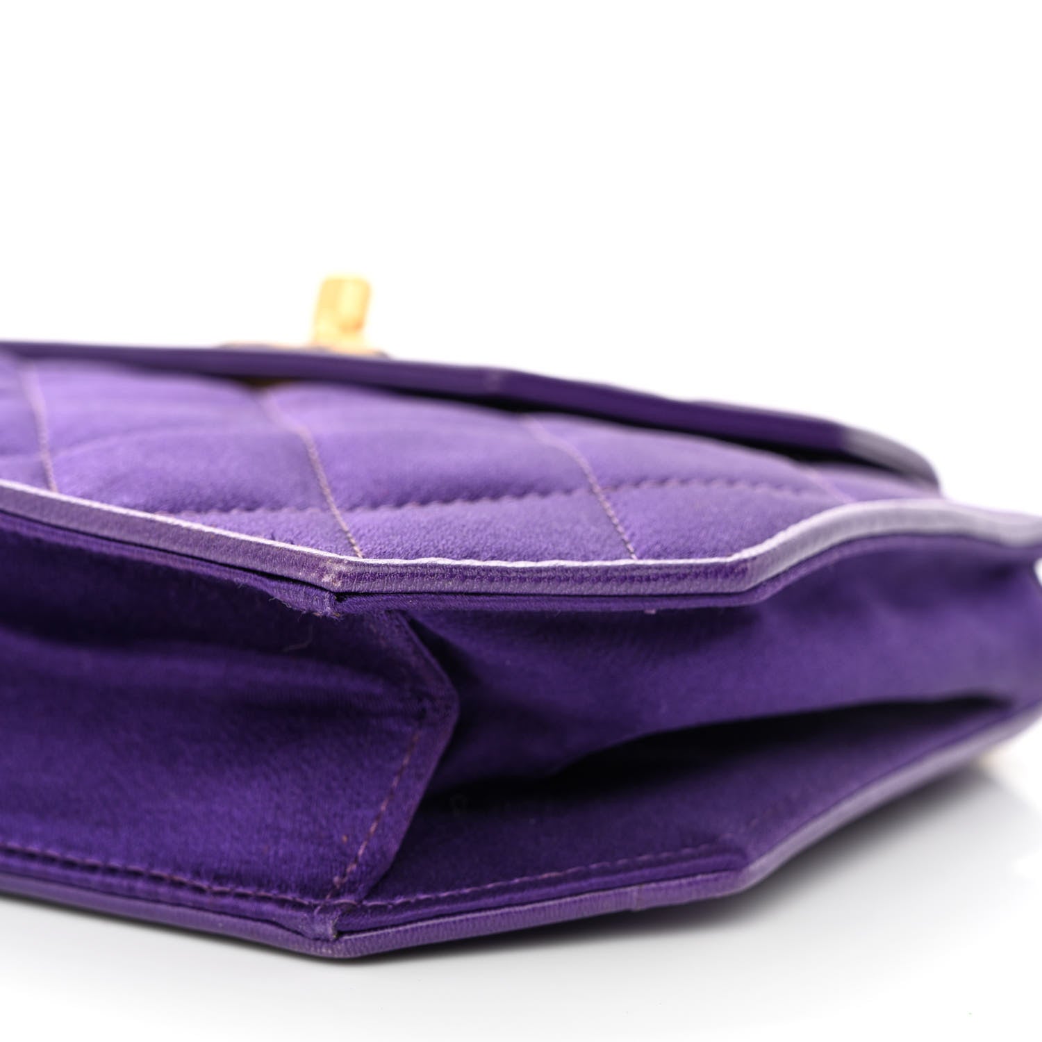 Chanel Satin Quilted Flap Shoulder Bag Purple 11 of 12