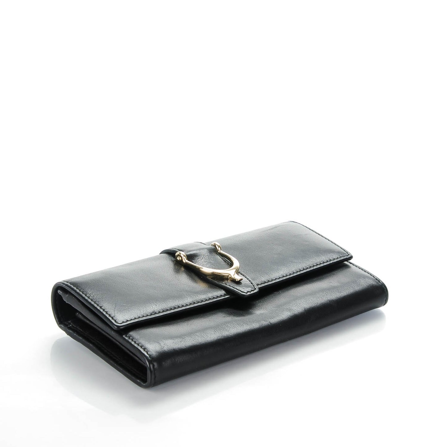 Calfskin Stirrup Continental Wallet Black