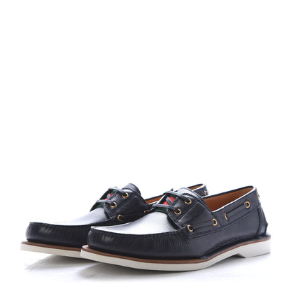 Gucci Calfskin Mens Delta Boat Loafer 10.5 Blue 3 of 9