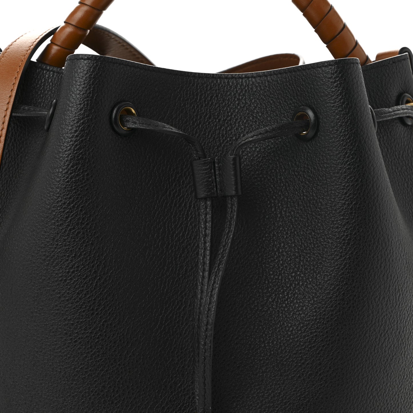 Grained Calfskin Marcie Bucket Bag Black