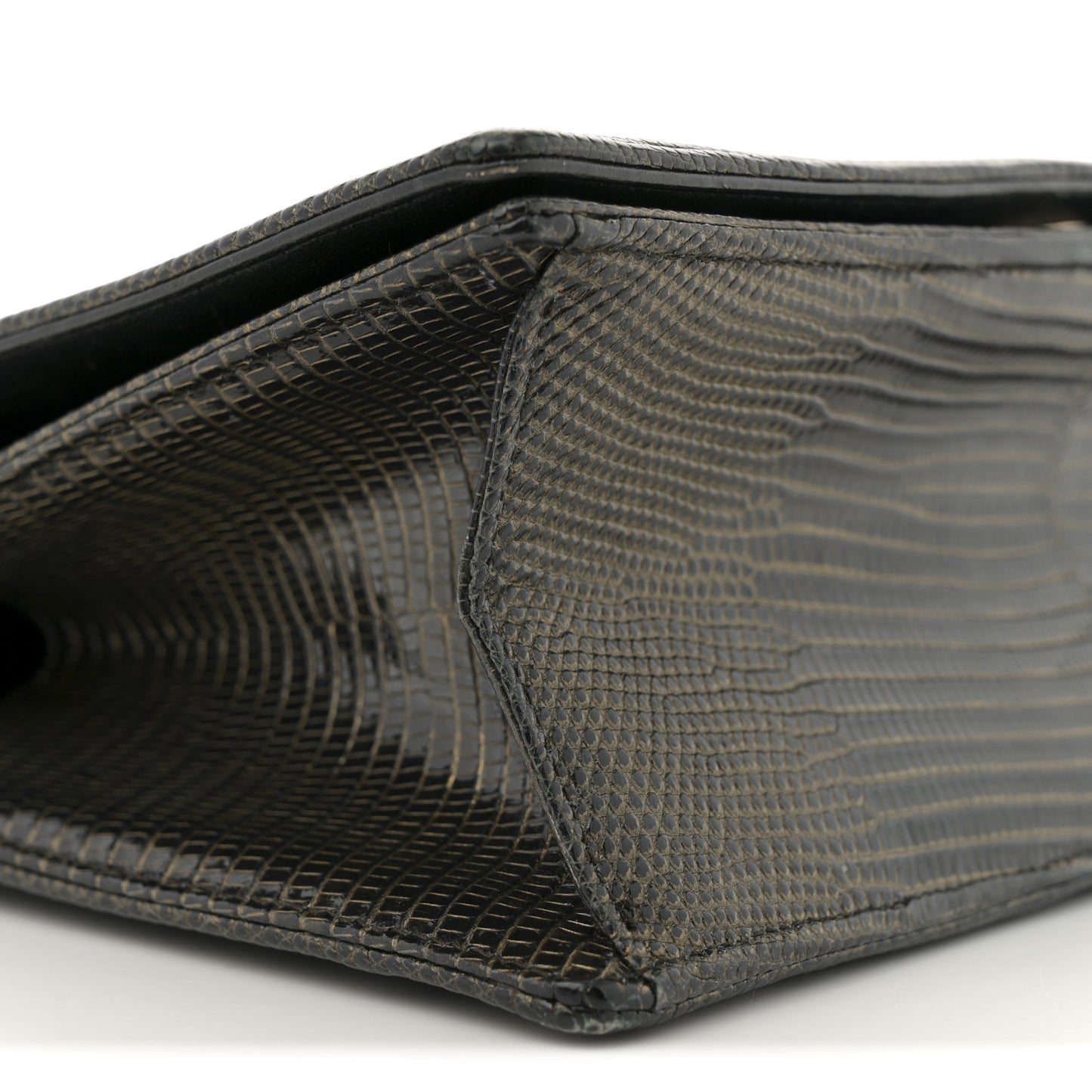 Lizard Medium Diorama Flap Bag Black Gold