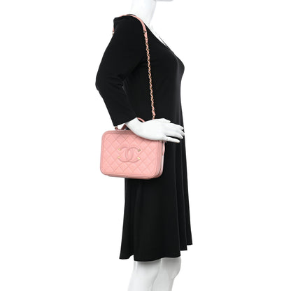 Chanel Caviar Quilted Medium CC Filigree Vanity Case Rose Pink 2 of 12