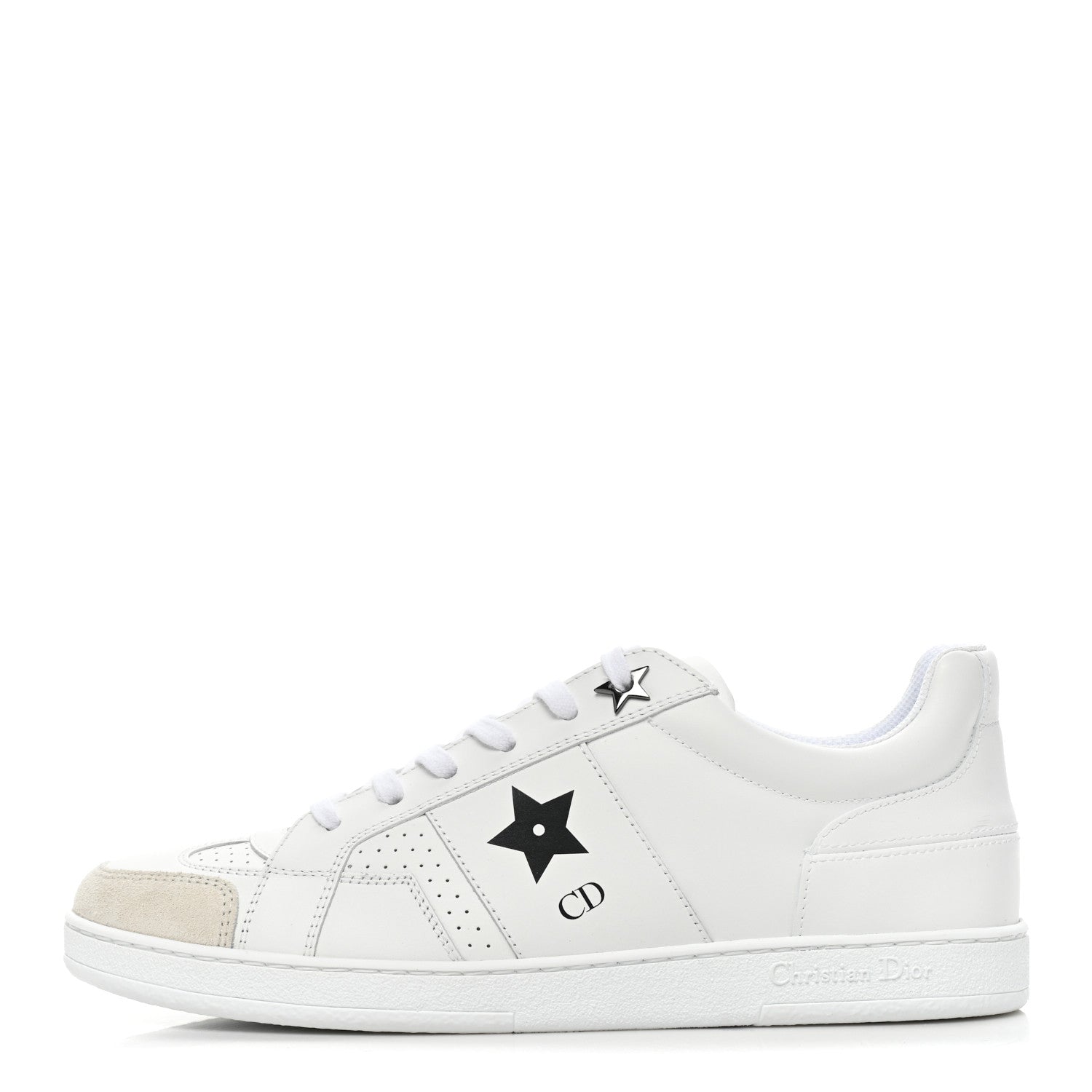 Christian Dior Calfskin Suede Dior Star Low Top Sneakers 38 White Black 1 of 9