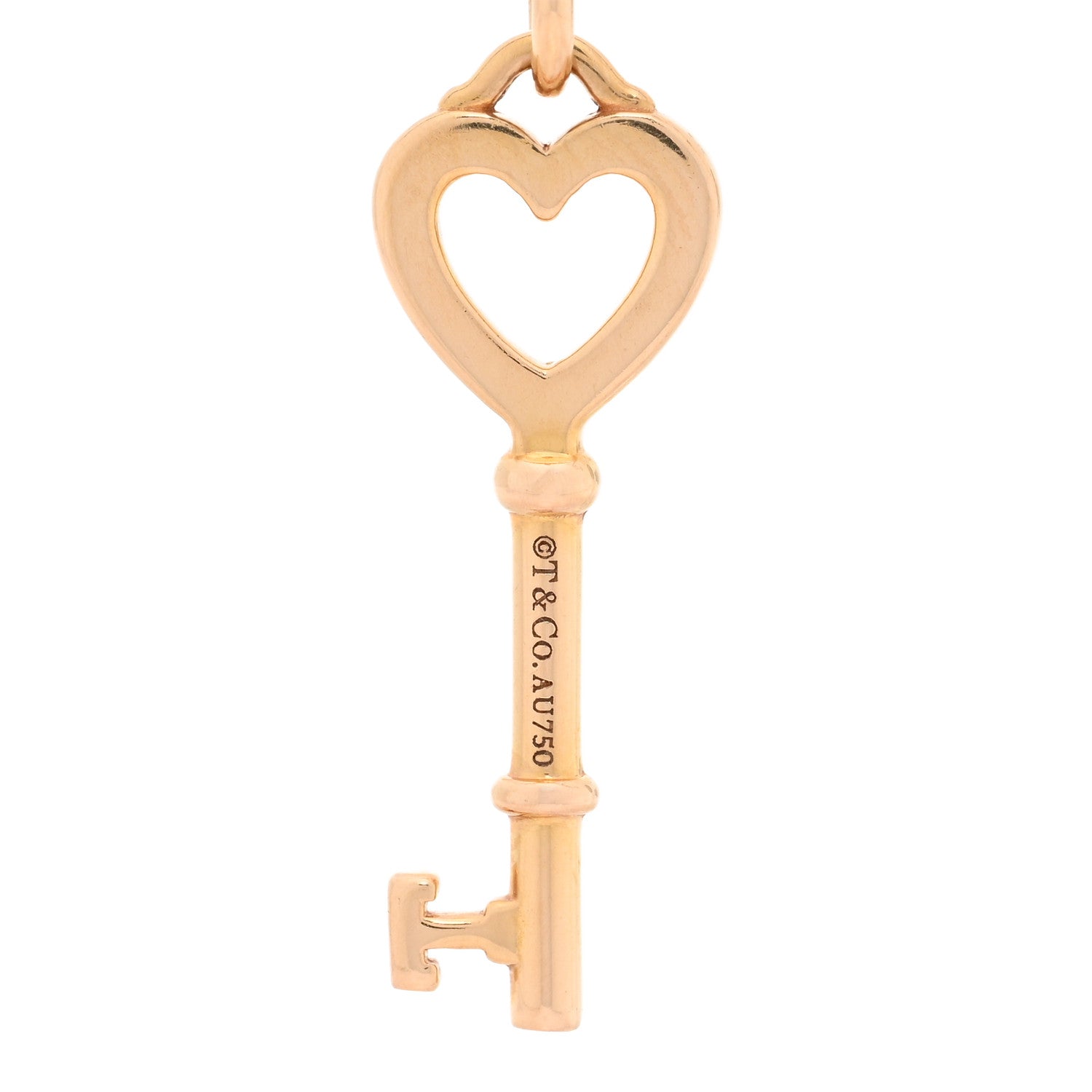 Tiffany 18K Rose Gold Mini Heart Key Pendant 3 of 3