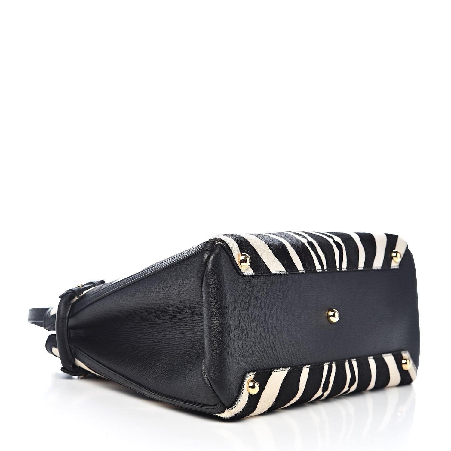 Burberry Calf Hair House Check Zebra Print Medium Banner Tote Natural Black 4 of 12