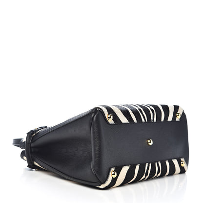 Burberry Calf Hair House Check Zebra Print Medium Banner Tote Natural Black 4 of 12