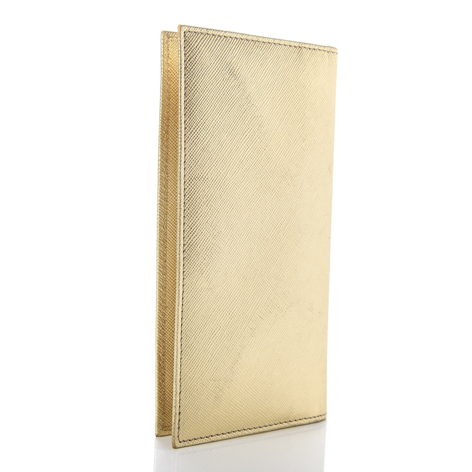 Prada Metallic Saffiano Metal Checkbook Cover Platino 4 of 7