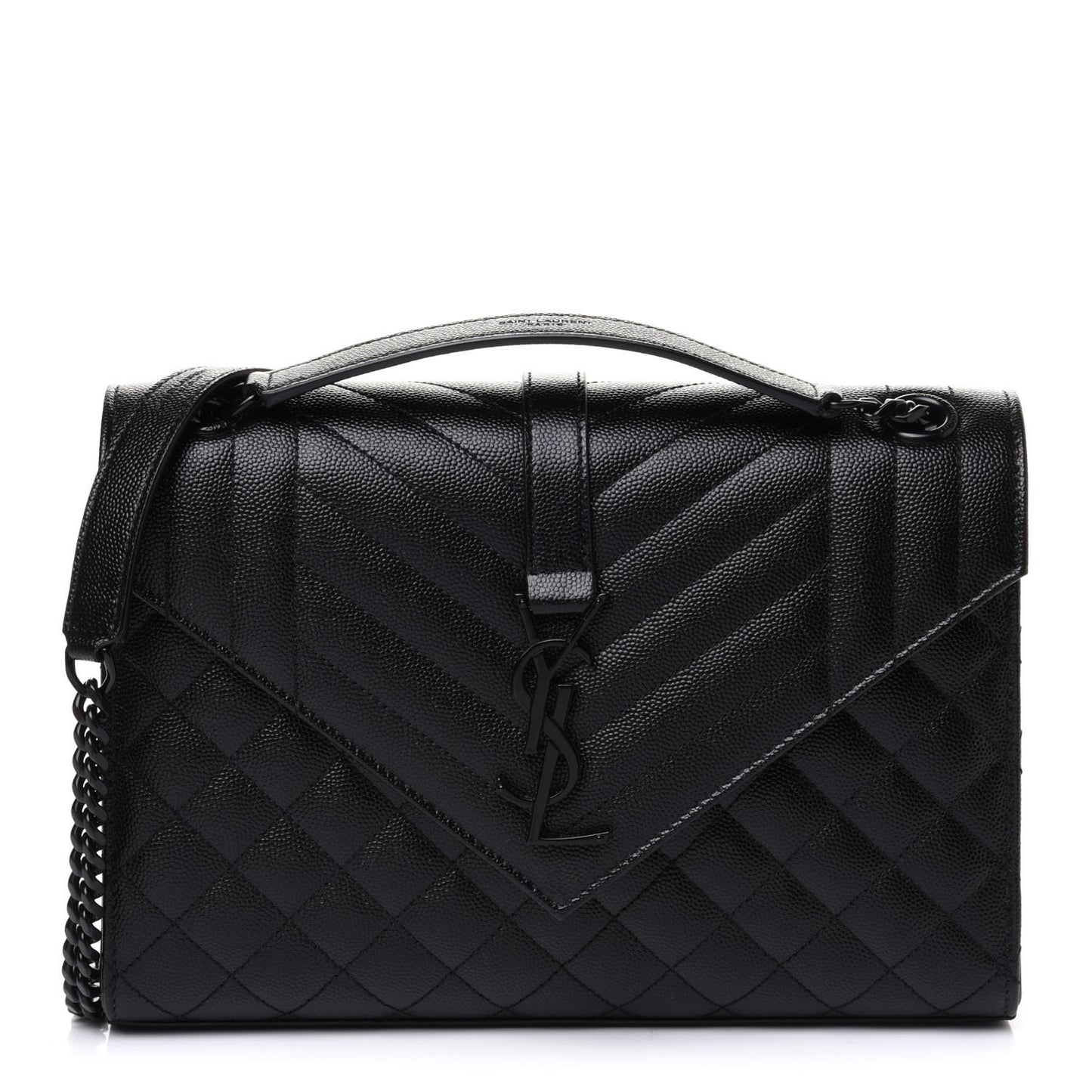 Grain De Poudre Textured Mixed Matelasse Triquilt Medium Monogram Satchel Black