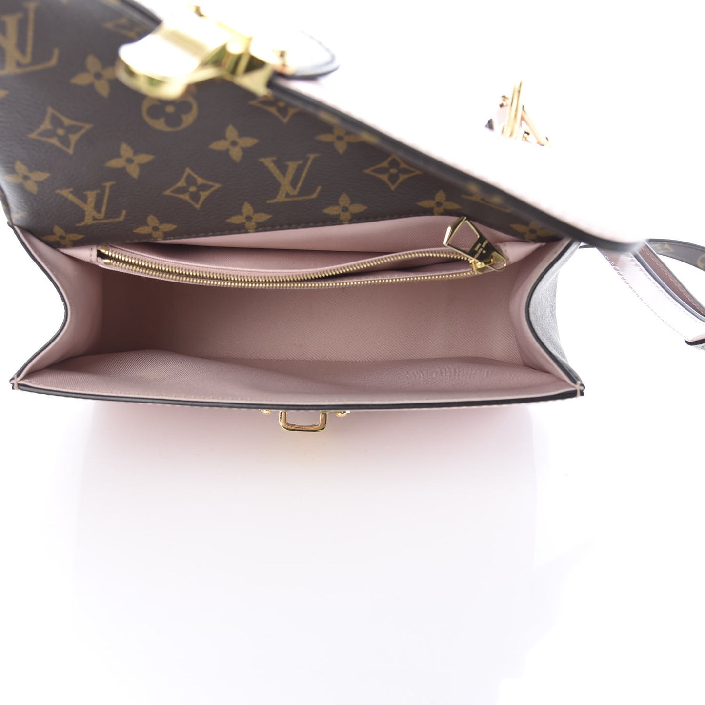 Patent Calfskin Monogram Cherrywood PM Rose Ballerine