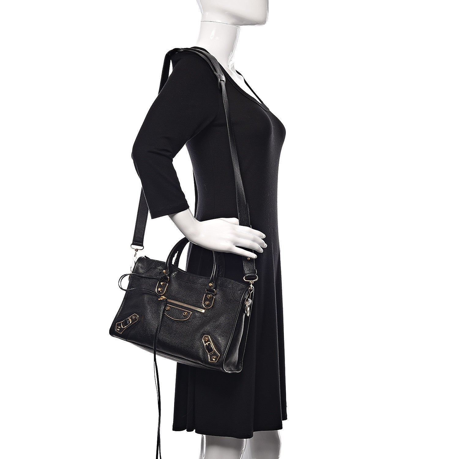 Balenciaga Chevre Gold Metallic Edge Hardware S City Black 2 of 10