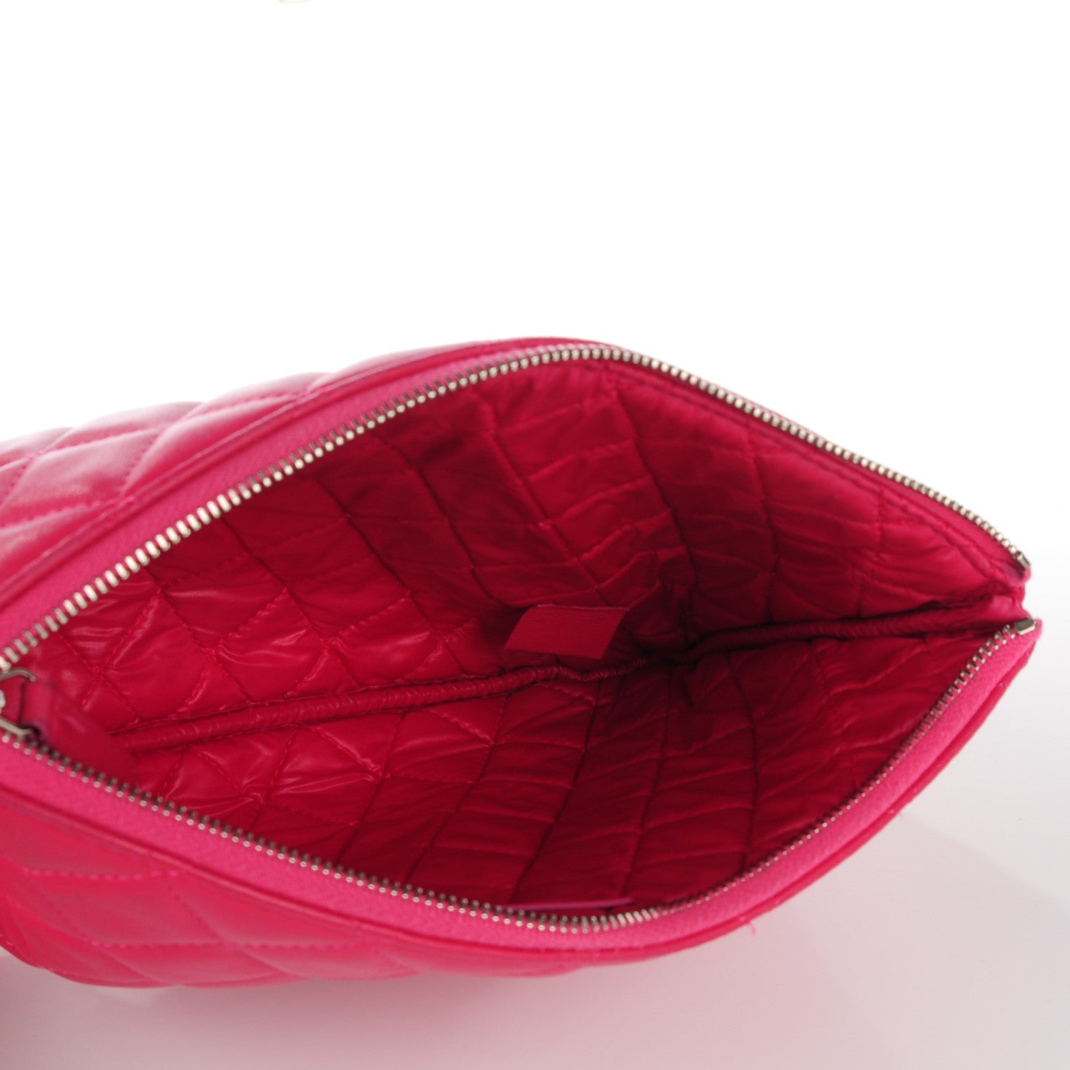 Chanel Lambskin Quilted Medium Cosmetic Case Dark Pink 7 of 8