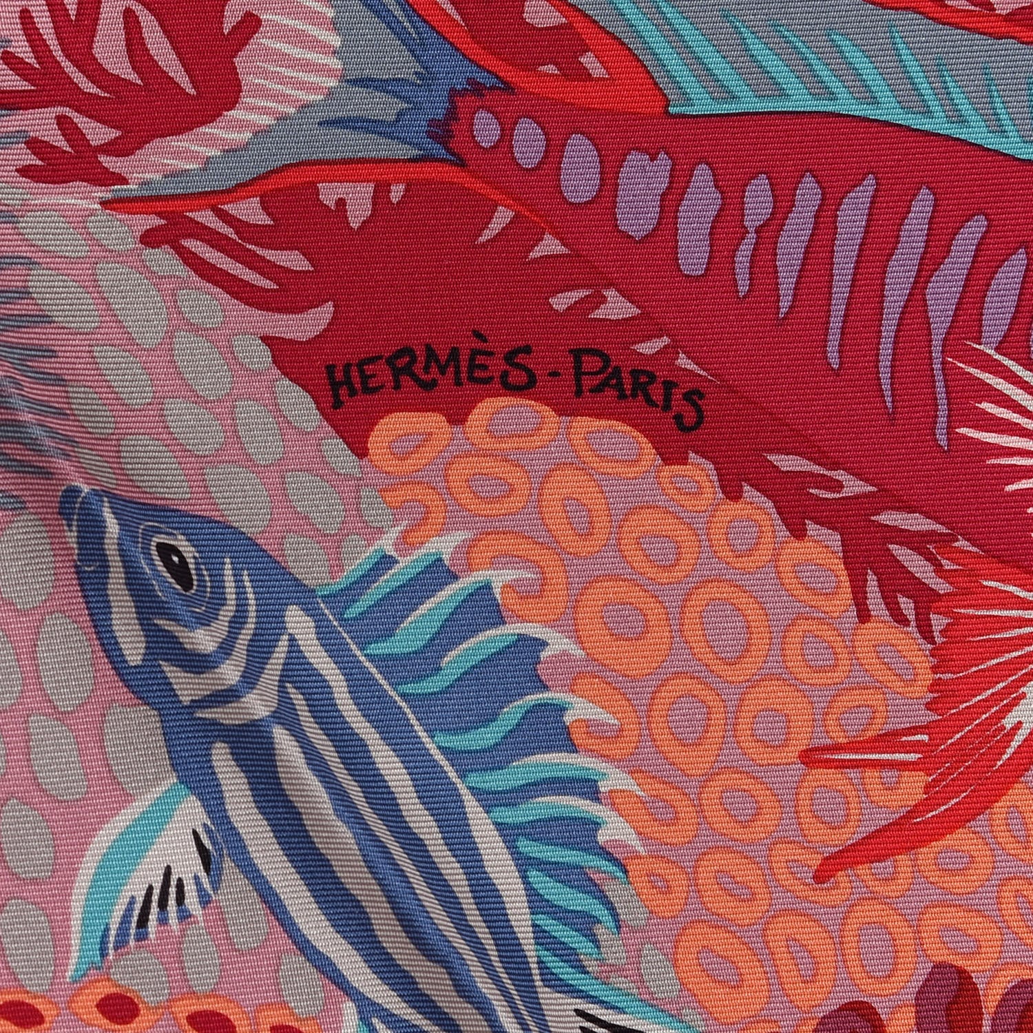 Hermes Silk Under The Waves Scarf 90 Rose Rouge Violet 2 of 4
