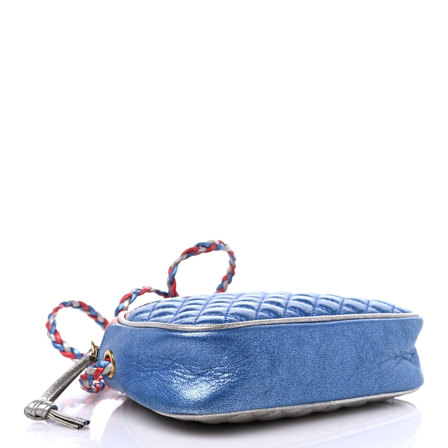 Laminated Nappa Trapuntata Mini Zumi Dome Shoulder Bag Rosso Marine Argento