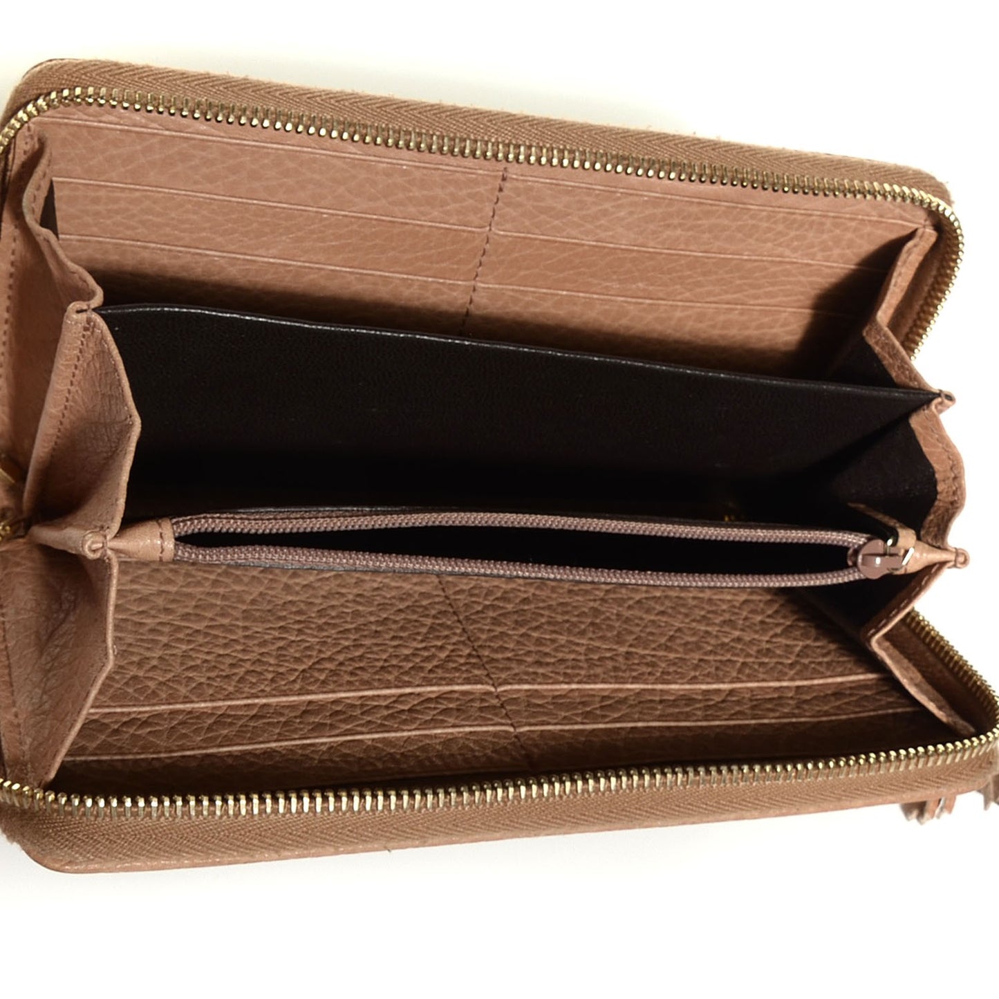 Monogram Bamboo Tassel Zip Around Wallet Beige