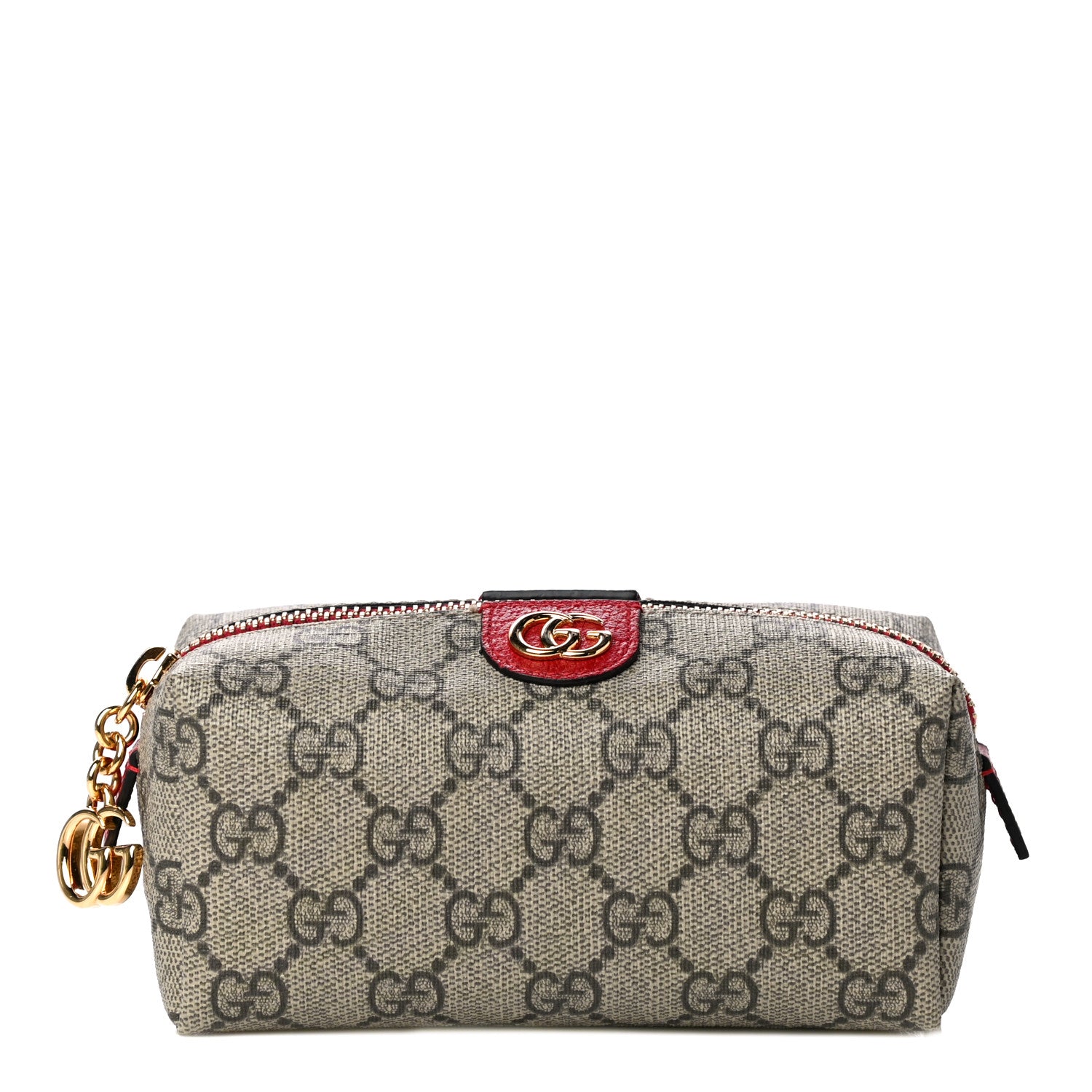 Gucci Soft GG Supreme Monogram Calfskin Small Ophidia Cosmetic Case Beige Ebony Hibiscus Red 1 of 13