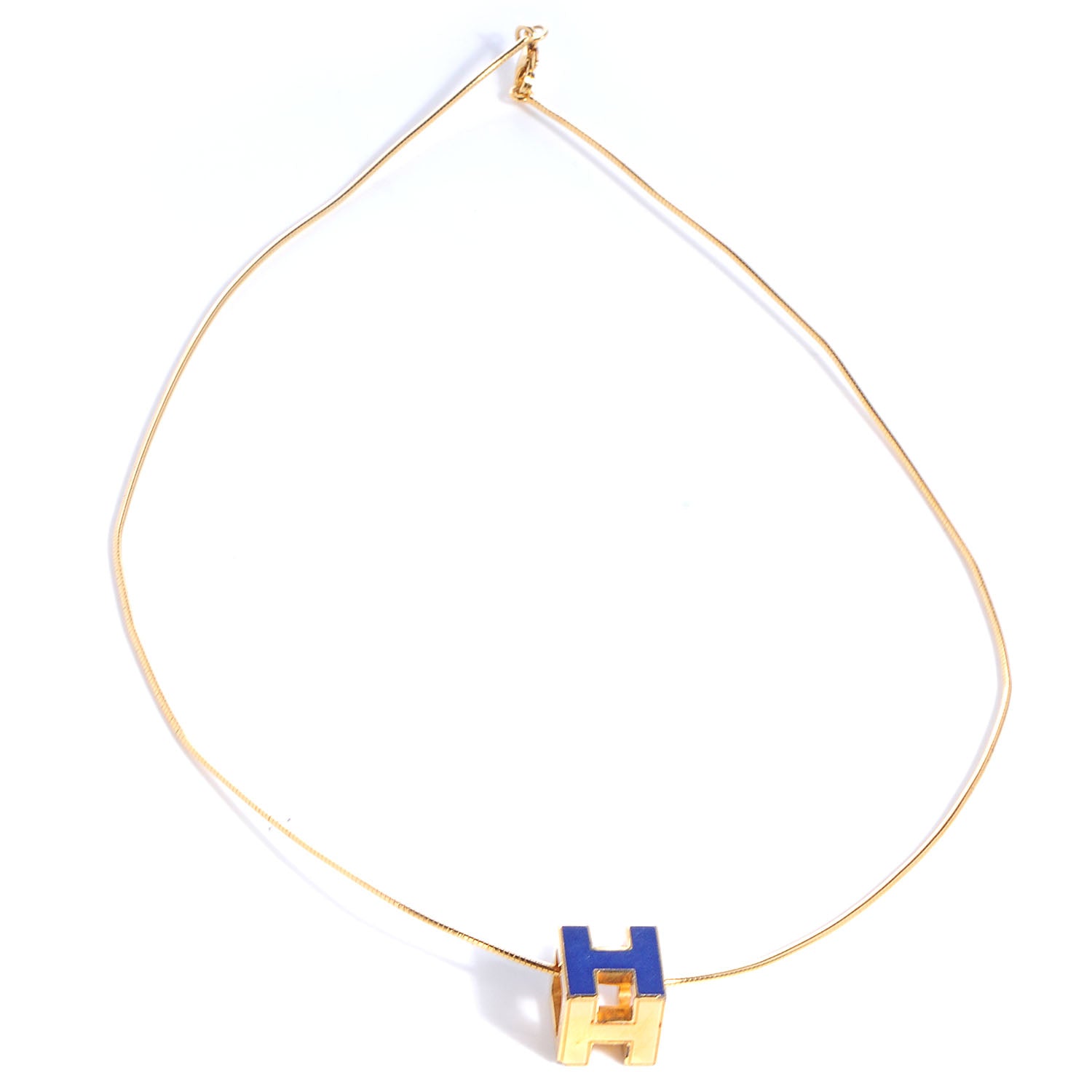 Hermes Enamel Cage d'H Necklace Royal Bleu 4 of 6