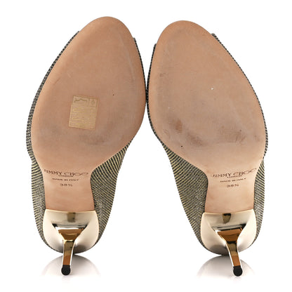 Jimmy Choo Glitter Fabric Evelyn Peep Toe 65 Pumps 38.5 Champagne 5 of 9