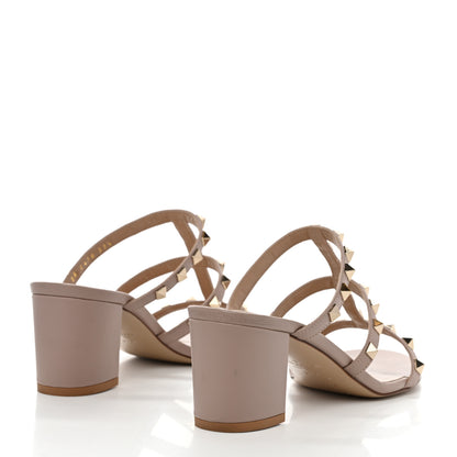 Valentino Garavani Calfskin Rockstud 60mm Caged Slide Sandals 37.5 Poudre 4 of 8