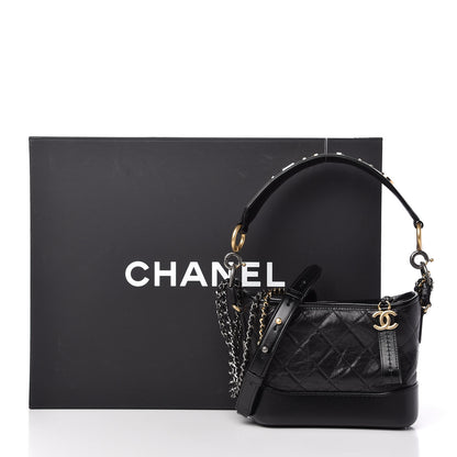 Chanel Aged Calfskin Quilted Small Gabrielle Logo Hobo Black 10 of 10