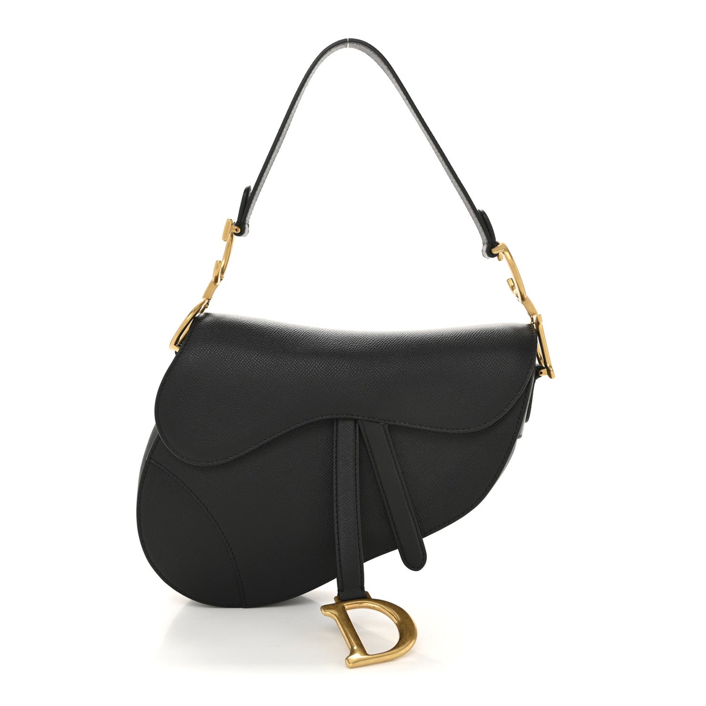Grained Calfskin Saddle Bag Black