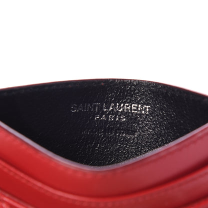 Saint Laurent Calfskin Y Quilted Monogram LouLou Credit Card Case Red 6 of 10
